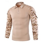 economico Cime-Per uomo Felpa con mezza zip Felpa militare Manica Lunga Collo alla coreana Top Esterno Traspirante Misto Cotone Mimetico Grigio scuro pitone nero Nero Viaggio Corsa