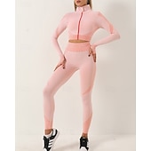 abordables Conjuntos y Monos-Mujer 2 Piezas Conjunto deportivo de yoga Conjuntos para estar en casa Otoño Retazos Bloque de color Trajes de Yoga Ejercito verde Negro Entrenamiento de gimnasio Alta cintura Secado rápido Eslático
