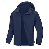 preiswerte Sportjacke-Herren Outdoorjacke Freizeitjacke Urlaub Täglich Wasserdicht Winddicht Tasche Herbst Winter Einfach Mode Klassisch Mit Kapuze Regulär Hellgrün Wein Marineblau Blau Khaki Jacken