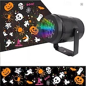 ieftine Aparate de uz casnic-Proiector de Halloween, lumină de noapte, dovleac, liliac, fantomă, modele dinamice, lampă de zână cu alimentare USB, pentru dormitor, cameră, petrecere, decor interior