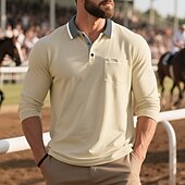 preiswerte Klassisches Poloshirt für Herren-Herren Golfshirt Golf Poloshirts Arbeit Lässig Revers Kurzarm Basic Modern Farbblock Knöpfe Frühling Herbst Normale Passform Aprikose Schwarz Weiß Gelb Rote Marineblau Golfshirt