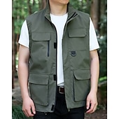 economico Gilet-Per uomo Gilet All&#039;aperto Quotidiano Moda Casual Primavera Autunno Tasca Poliestere Confortevole Semplice Cerniera Collo alla coreana Vestibilità regolare Nero Rosso Blu Cachi Gilet