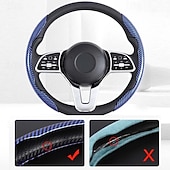 abordables Servicio de Vehículo-Funda antideslizante de silicona y fibra de carbono para volante de coche, ajuste universal, elegante, antideslizante, con agarre suave, para la decoración interior del coche y un cómodo accesorio de conducción.