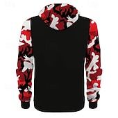 billiga bashuvtröjor för män-Men's Hoodie Quarter Zip Hoodie Red Blue Green Gray Hooded Camouflage Patchwork Drawstring Sports &amp; Outdoor Daily Holiday Polyester Streetwear Basic Casual Winter Autumn / Fall Clothing Apparel