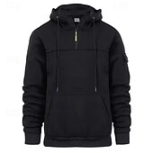 abordables sweats à capuche basiques pour hommes-Homme Sweat à capuche Sweat à capuche quart zippé Noir bleu marine Kaki Gris Clair Gris foncé À capuche Uni Patchwork Poche Avant Quart de zip Sport &amp; Loisir Occasionnel Quotidien Streetwear Frais
