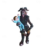 economico Decorazioni Appese e da Tavolo per Halloween-Decorazione da appendere in resina a forma di Krampus di Halloween, statuetta di un bambino che afferra un demone malvagio, scultura in resina spaventosa da regalare a Natale.