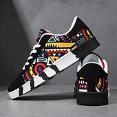 cheap Men&#039;s Sneakers-Men&#039;s Sneakers Walking Casual PU Leather Canvas Comfortable Slip Resistant Breathable Lace-up Black White Red Summer Spring