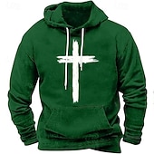 preiswerte 3D-Kapuzenpullis für Männer-Herren Kapuzensweatshirt Schwarz Weiß Rote Blau Braun Mit Kapuze Kreuz Tasche Druck Sport &amp; Outdoor Täglich Ferien Polyester Streetwear Basic Lässig Frühling Herbst Bekleidung Kapuzenpullover