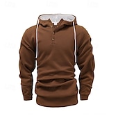 abordables sudaderas basicas hombre-Hombre Sudadera Sudadera con capucha y cremallera de un cuarto Blanco Azul Marino Marrón Caqui Gris Con Capucha Plano Con Texturas Deporte Casual Diario Ropa de calle Fresco Design Primavera &amp; Otoño