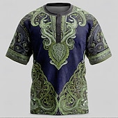 cheap Vintage&amp;Retro-Men&#039;s Viking T Shirt Henley Shirt Short Sleeve Viking Designer Retro Vintage Street Casual Daily Summer Spring All Seasons Light Green Blue Dark Green khaki Henley Henley T-Shirt