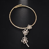 billige Halskjeder-Choker Halskjede Zirkonium Rhinstener Dame Elegant Årgang Blomster Blomsterform Søtt Bryllup Y-formet Halskjeder Til Bryllup Fest Gave