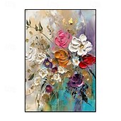 preiswerte Ölgemälde-handgemachtes Ölgemälde auf Leinwand, Wandkunst, Dekoration, modern, abstrakt, 3D, dicke Ölblumen für die Inneneinrichtung, gerollt, rahmenlos, ungedehntes Gemälde