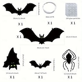abordables Halloween-Ensemble de décorations d&#039;Halloween 7 pièces - Chauves-souris effrayantes &amp;Araignées géantes aux yeux brillants : parfaites pour une fête ou un jardin ! Cadeau de Noël, d&#039;Halloween ou de Thanksgiving.