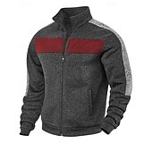 preiswerte Lässige Jacken-Herren Freizeitjacke Collegejacke Urlaub Täglich Atmungsaktiv Tasche Frühling Herbst Farbblock Mode Klassisch Stehkragen Regulär Schwarz Rote Grün Hellgrau Dunkelgray Jacken
