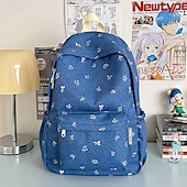 abordables Sacs à dos de Collège-Sac à dos style denim à imprimé floral pour filles – joli sac d&#039;école léger avec petit nœud et motif floral pour les adolescentes