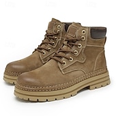 economico Stivali da lavoro-stivali da lavoro in pelle scamosciata color cuoio da uomo – stivaletti casual con lacci per l'escursionismo, il lavoro agricolo e l'uso quotidiano