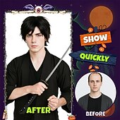 cheap Party Wigs-Anime Short Cosplay Wigs Halloween Party Spiky Layered Cosplay Wigs Synthetic Short Hair for Men &amp; Women Black Style