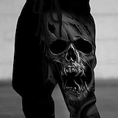 preiswerte Jogginghosen-Herren Death Kostüme Schädel Sweatpants Joggers Hosen Mittlere Taille Bindegürtel Elastischer Bund Dunkler Gothic Stil Jogging Streetwear Workout Athletische Sweatpants mit Taschen Frühling Herbst