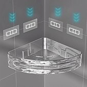 お買い得  収納＆整理-壁掛け式バスルーム収納ラック、ドリル不要、壁掛け式トイレ収納オーガナイザー、トイレタリーや日用品用の透明コスメティックオーガナイザー