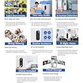 cheap Tool Accessories-Smart Video Doorbell with Wireless Chime, Night Vision Camera, Two-Way Audio (T50 Beige (Including Dingdong, USB Cable))