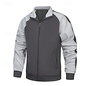 preiswerte Lässige Jacken-Herren Leichte Jacke Freizeitjacke Urlaub Täglich Tasche Frühling Herbst Farbblock Mode Klassisch Stehkragen Regulär Rote Armeegrün Dunkelgray Jacken