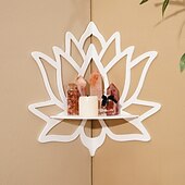 お買い得  キャンドル＆キャンドルホルダー-組み立て式フローティングシェルフ - ミニマリストな蓮のデザインの壁掛けディスプレイラック、釘不要の取り付け、キャンドルホルダー、リビングルーム、または家の装飾用の装飾的な壁コーナーシェルフ