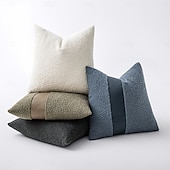 baratos Fronhas de Almofadas de Decoração-capas de almofadas de patchwork com textura de pompom de cor sólida e couro sintético, 45,72 x 45,72 cm, almofadas macias e confortáveis para sofá, quarto, sala de estar, decoração de casa sem