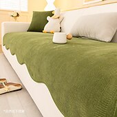 cheap Sofa Cover-Minimalist Herringbone Chenille Non-Slip Wavy Edge Couch Cover