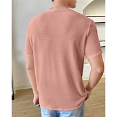 abordables T-shirt en tricot gaufré-Homme T-shirt gaufré T-shirt Chemise à manches courtes Manche Courte Col ras du cou Été Uni Mode Designer Basique Jacquard Vacances Rue Sortir Rose Claire Kaki Café T-shirt haut de gamme pour homme