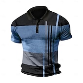 abordables Polo classique pour homme-Homme Polo gaufré Tee Shirt Golf Casual Rendez-vous Revers Manches courtes Mode Plaid / Rayé / Chevron Imprimer Eté Dry-Fit Jaune Rose Claire Rouge Bleu Violet Claire Orange Polo gaufré