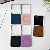 abordables Coques Samsung-téléphone Coque Pour Samsung Galaxy Z Flip 7 Z Flip 6 Z Flip 5 Z Flip 4 Z Flip 3 Coque Arrière Magnétique Antichoc Rétro TPU faux cuir