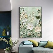 preiswerte Ölgemälde-Mintura handgefertigte 3D-Textur-Blumenölgemälde auf Leinwand, Wandkunst, Dekoration, modernes abstraktes Bild für die Inneneinrichtung, gerolltes, rahmenloses, ungedehntes Gemälde