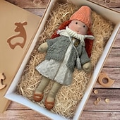baratos Bonecas-Boneca Waldorf feita à mão para bebês meninas com conjuntos de roupas - boneca de pelúcia macia de 11,8 polegadas para crianças pequenas, presente de Natal ideal para crianças