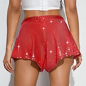 economico Fondi-Retrò Vintage Anni '80 Metallico Lucido Shorts pantaloncini corti Disco Paillettes Tinta unica Costume Per donna Costume di Carnevale Carnevale Club Parata dell'Orgoglio Mese dell'orgoglio Adulti