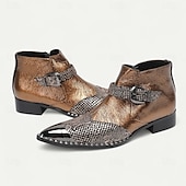 cheap Premium Leather Boots-Men&#039;s Brown Snakeskin Boots - Luxury High-Quality Cowhide Ankle Boots for Stylish Men - Perfect for Formal Events, Night Out and Fashion Shows