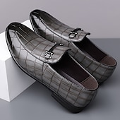 voordelige Loafers-Groene instappers met krokodillenmotief voor heren – casual zakelijke stijl, comfortabele schoenen van imitatieleer voor op kantoor en dagelijks gebruik