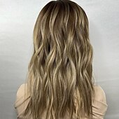 economico Parrucche lace front capelli veri-Capelli Vergini Non Trattati 5x5 Chiusura 13x4 Fronte in Pizzo Parrucca Riga centrale Capelli brasiliani Ondulato Biondo Parrucca 130% 150% Densità dei capelli Capelli schiariti Capelli Evidenziati