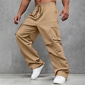 ieftine Pantaloni Cargo-Bărbați Pantaloni Cargo Pantaloni Talie elastică Cordon Multi Buzunare Simplu Purtabil În aer liber Zilnic Camping și drumeții Modă Clasic Maro Închis Negru