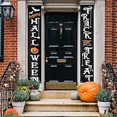 olcso Kisgyerekmedencék-1 pár halloween dekoráció kültéri transzparens csokit vagy csalunk boldog halloween dekorációk függő transzparens bejárati ajtó veranda udvari tábla beltéri otthoni faldekoráció halloween parti