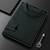 abordables Pull col rond-Homme Pull Pull Tricoté Côtelé Tricoter Hauts Réguliers Tricoté Uni Col ras du cou Mode Basique Vacances Tenue quotidienne Vêtement Tenue Automne Hiver Chameau Vin S M L