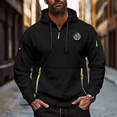 economico Felpa Tattica-Per uomo Felpa con cappuccio Felpa con cappuccio e zip corta Nero Bianco Vino Blu marino Blu Reale Con Cappuccio Semplice Con zip Tasca Frontale Tattico Sport &amp; Outdoor Casuale Streetwear Cool