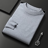 abordables Pull col rond-Homme Pull Pull Tricoté Côtelé Tricoter Hauts Réguliers Tricoté Uni Col ras du cou Mode Basique Vacances Tenue quotidienne Vêtement Tenue Automne Hiver Chameau Vin S M L