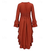 levne Boho šaty-Dámské Midi šaty Boho šaty Westernové šaty Módní Moderní Venkovní Dovolená Jdeme ven Běžný Bez vzoru Dlouhý rukáv Do V Kaštanově hnědá Léto