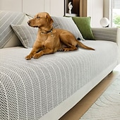 abordables Housse de canapé pour animaux de compagnie-Housse de canapé de couleur unie en velours chenille amélioré anti-rayures à chevrons