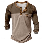 billige Dyr-Herre Grafisk Dyremønster Henly-skjorte T-skjorter Langermet Årgang Mote Designer utendørs Avslappet Daglig Vår &amp; Vinter Alle årstider Millitærgrønn Mørkebrun Navyblå Henley Henley T-skjorte