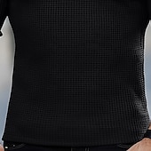 economico Maglietta casual Henley-Per uomo Maglietta Maglia Henley Manica Corta Tribale Testurizzato Tinta unita Designer Essenziale Stile Boho Stampato Bottonato Scollo a V Henley All&#039;aperto Casuale Quotidiano Estate Autunno Tutte