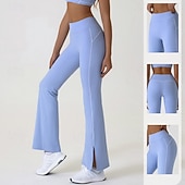economico Leggings e collant da yoga-Per donna Pantaloni a zampa Leggings da yoga Controllo addominale Vita Alta Palestra Allenamento Atletico Pantaloni Tinta unica Nero Rosa Blu Autunno Gli sport Abbigliamento sportivo Vestibilit