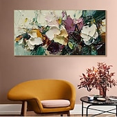 billiga Blom- och växtmålningar-handgjord oljemålning på duk väggkonst dekoration modern tjock kniv abstrakt textur för vardagsrum heminredning uppspänd ram hängande målning/rullad duk (utan ram)