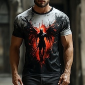 abordables crâne et os-Halloween Homme Ange et Diable T-shirt Manche Courte T-shirt Impression 3D Col ras du cou Chemise Mode Exagéré Designer Soirée Rue Occasionnel Noir Rouge Bleu Été Printemps Toutes saisons Vêtement