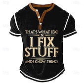 olcso Vicces szavak-Férfi Vicces szleng I FIX STUFF Henley ing Gofris póló Rövid ujjú Napi Retró Klasszikus Szabadtéri sport Hétköznapi Szabadság Tavaszi nyár Fekete Kék Zöld Katonai zöld Henley Henley póló